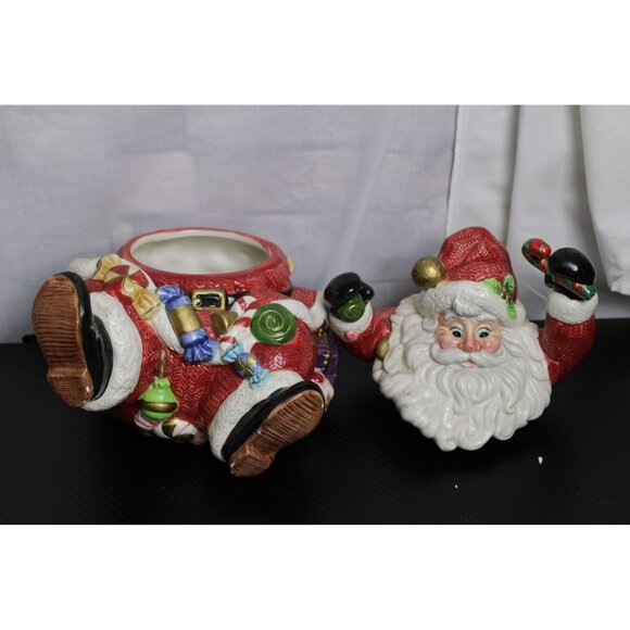 Fitz And Floyd 1996 Whimsical Merry And Bright Santa Cookie Jar - Picture 5 of 9